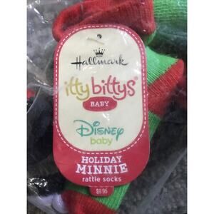 Hallmark Itty Bitty Baby Minnie Mouse Holiday Rattle Socks New